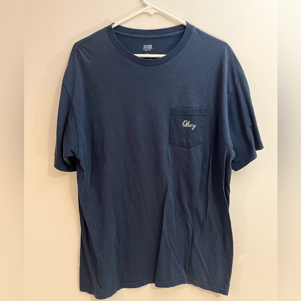Obey Dark Blue Pocket Tee Shirt